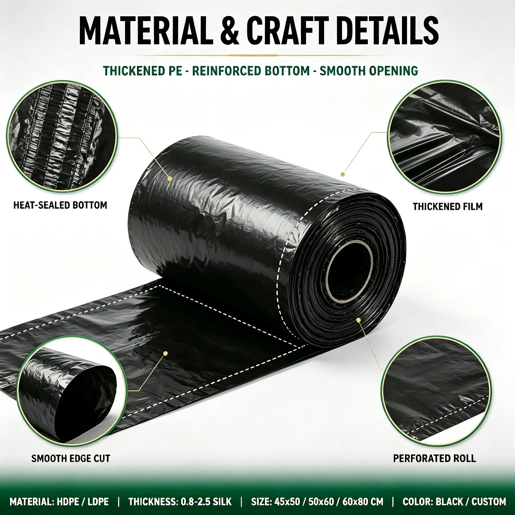 Roll Flat-Top Trash Bags 